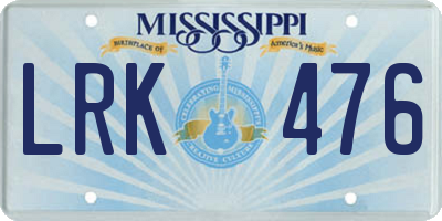 MS license plate LRK476