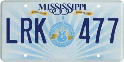 MS license plate LRK477