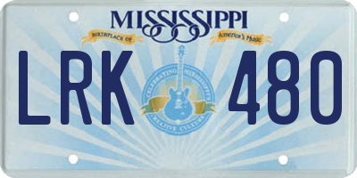 MS license plate LRK480