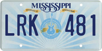 MS license plate LRK481