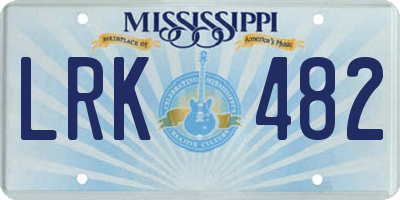 MS license plate LRK482