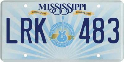 MS license plate LRK483