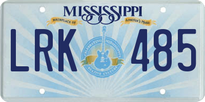 MS license plate LRK485