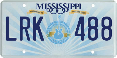 MS license plate LRK488