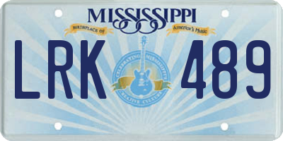 MS license plate LRK489