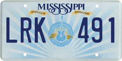 MS license plate LRK491