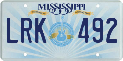 MS license plate LRK492