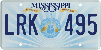 MS license plate LRK495