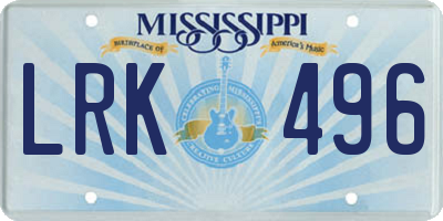 MS license plate LRK496