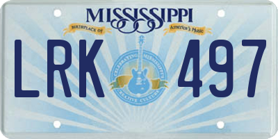 MS license plate LRK497