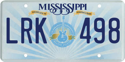 MS license plate LRK498