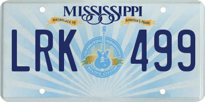 MS license plate LRK499