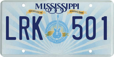 MS license plate LRK501