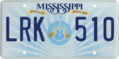 MS license plate LRK510