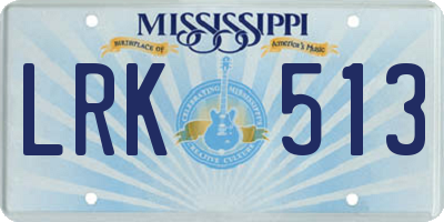 MS license plate LRK513