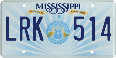 MS license plate LRK514