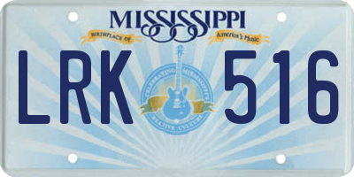 MS license plate LRK516