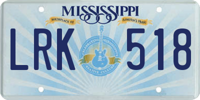 MS license plate LRK518