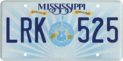 MS license plate LRK525