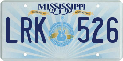 MS license plate LRK526