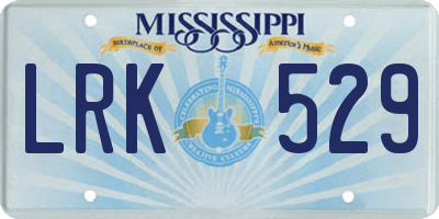 MS license plate LRK529