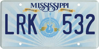 MS license plate LRK532