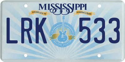 MS license plate LRK533