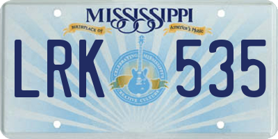 MS license plate LRK535