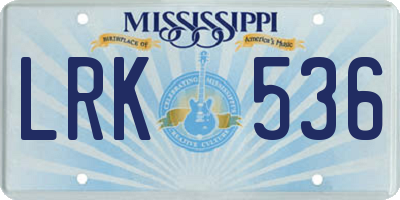 MS license plate LRK536