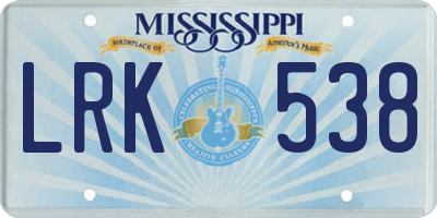 MS license plate LRK538
