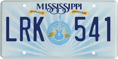 MS license plate LRK541