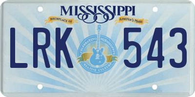 MS license plate LRK543