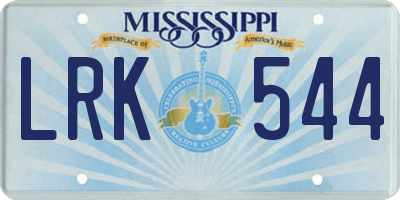 MS license plate LRK544