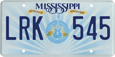 MS license plate LRK545