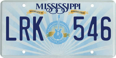 MS license plate LRK546