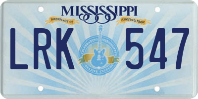 MS license plate LRK547
