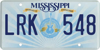 MS license plate LRK548
