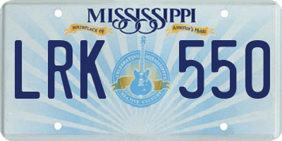 MS license plate LRK550