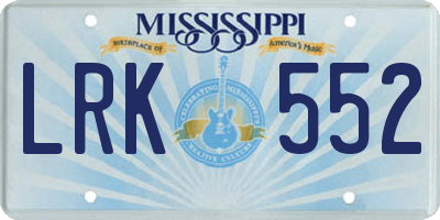 MS license plate LRK552