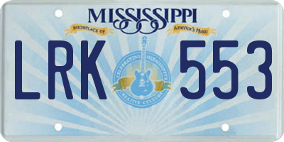 MS license plate LRK553