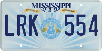 MS license plate LRK554