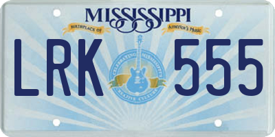 MS license plate LRK555