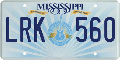 MS license plate LRK560