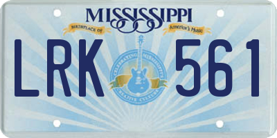 MS license plate LRK561