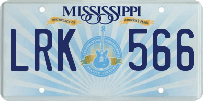 MS license plate LRK566