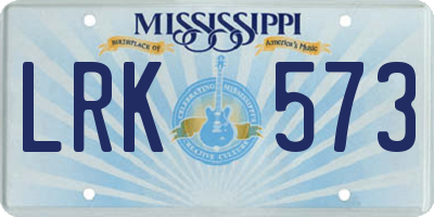 MS license plate LRK573