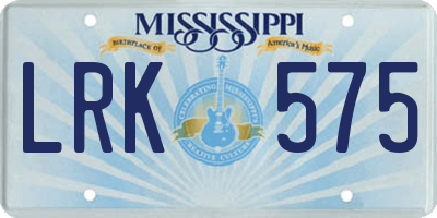 MS license plate LRK575