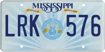 MS license plate LRK576