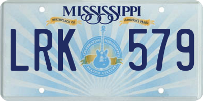 MS license plate LRK579