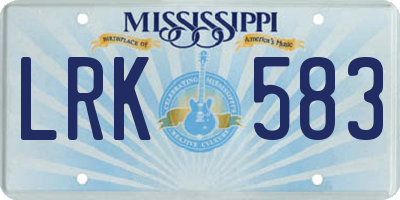 MS license plate LRK583